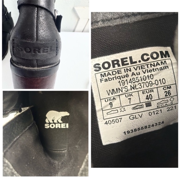 SOREL Cate Black Heeled Women’s Boots Size 9 - Picture 11 of 11